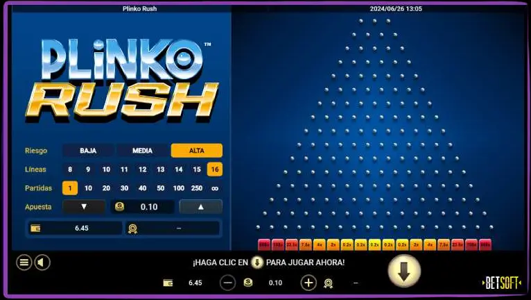 Requisitos del sistema para la aplicación Plinko.